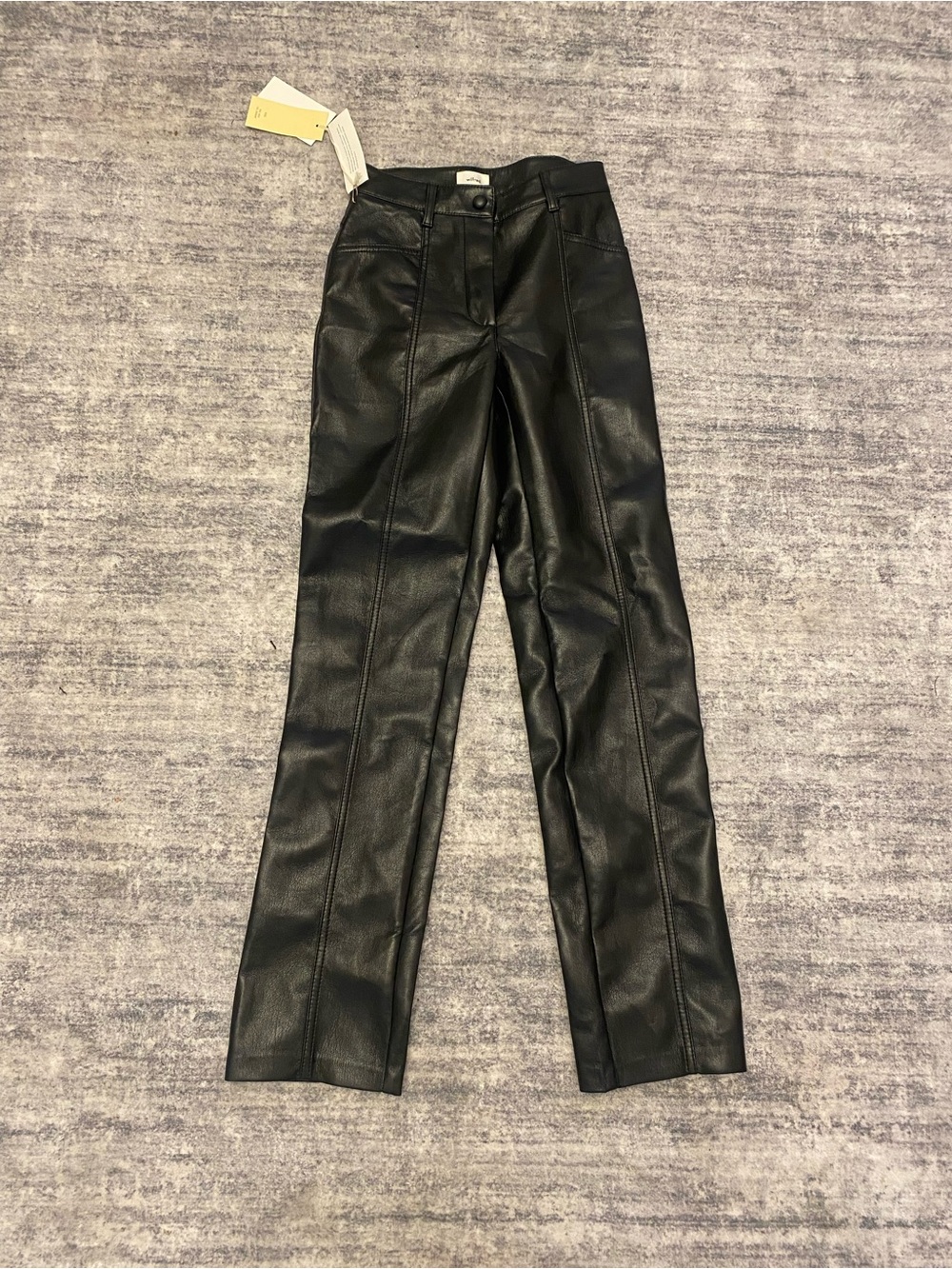 Black Faux Leather Straight-Leg Pants Wilfred  brand new size 00 stylish